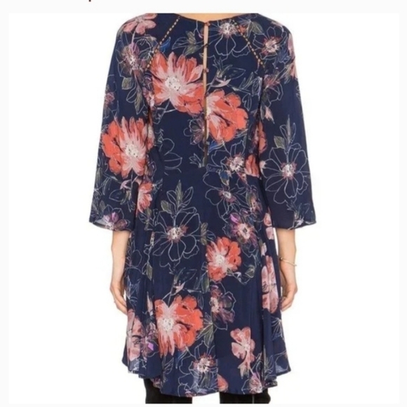 Free People Eyes on You Printed Mini Dress in Navy Combo - Picture 4 of 15